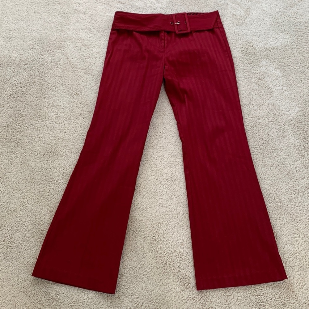EUC Vintage Burgundy Red Corduroy Flare/Wide Leg 4-Way Stretch Trousers